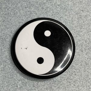 Vintage Yin Yang 1999 Ephemera Graphic Pin Button Balance Equal Opposites USA